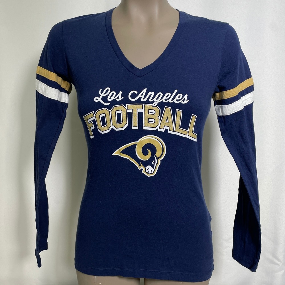 Los Angeles Rams NFL Football Navy Blue Gold Long Sleeve Shirt Women's SMALL